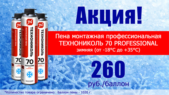 Пена монтажная профессиональная ТЕХНОНИКОЛЬ 70 PROFESSIONAL зимняя