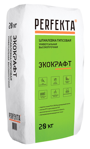 Шпаклевка гипсовая универсальная высокопрочная Perfekta Экокрафт