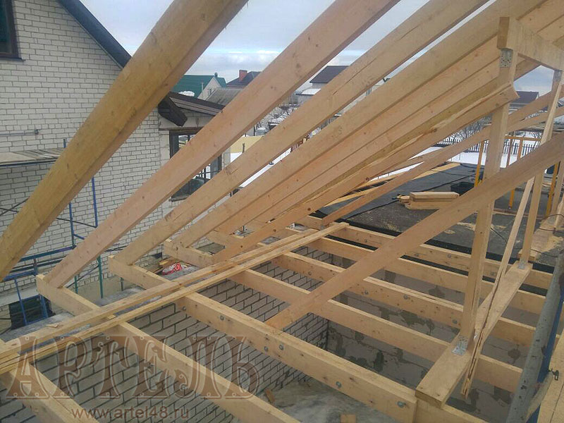 Устройство скатной кровли гаража в Косырёвке